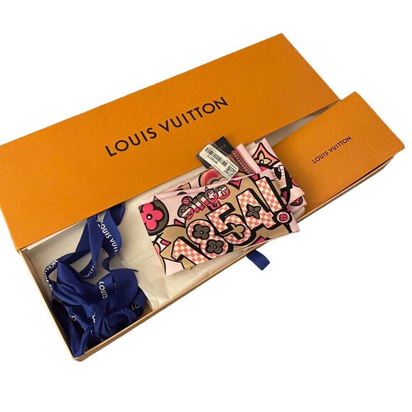 Louis Vuitton Street Monogram Bandeau Scarf Rose New Colorful RARE Graffiti - Picture 1 of 9